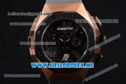 Audemars Piguet Concept Miyota Quartz Rose Gold Case with Skeleton Dial and Grey Rubber Strap Stick/Arabic Numeral Markers (EF)