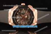 Hublot Classic Fusion Aerofusion Chronograph Orlinski Japanese Miyota OS20 Quartz Rose Gold Case with Black Dial Stick Markers and Black Rubber Strap