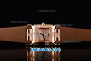 Patek Philippe Twenty-4 Swiss Quartz Movement Rose Gold Case with Diamonds/White Dial and Brown Leather Strap