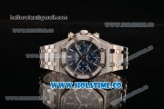 Audemars Piguet Royal Oak Chronograph Swiss Valjoux 7790 Automatic Steel/Diamonds Case with Blue Dial Diamonds Bezel and Stick Markers (EF)