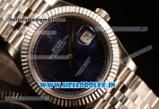 Rolex Datejust 37mm Swiss ETA 2836 Automatic Steel Case with Jubilee Steel Bezel Blue Dial Diamonds Steel Bracelet