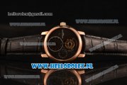 Vacheron Constantin Traditionnelle Tourbillon Manual Winding Rose Gold Case with Black Dial and Black Leather Strap