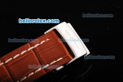 Breitling Bentley Tourbillon Automatic Movement White Dial with Brown Leather Strap