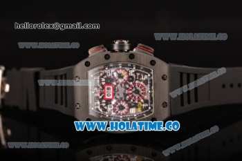 Richard Mille RM 011 Felipe Massa Flyback Chronograph Swiss Valjoux 7750 Automatic Carbon Fiber Case with Skeleton Dial Black Inner Bezel and White Markers - 1:1 Original