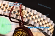 Rolex Day-Date Swiss ETA 2836 Automatic Two Tone Case with Gold Bezel Diamond Bezel and Silver Dial