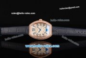 Franck Muller Heart Swiss Quartz Rose Gold Case with Blue Leather Strap Diamond Bezel and White Dial - ETA Coating