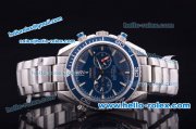 Omega Seamaster Chronograph Miyota Quartz Full Steel with Blue Bezel and Blue Dial-7750 Coating