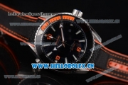 Omega Seamaster Planet Ocean 600M Clone Omega 8900 Automatic Steel Case with Black Dial and Black/Orange Rubber Strap Orange Arabic Numeral Markers (EF)
