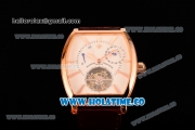 Vacheron Constantin Malte Tourbillon Power Reserve Swiss Tourbillon Manual Winding Rose Gold Case with White Dial Stick Markers and Brown Leather Strap