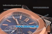 Patek Philippe Nautilus Chrono Swiss Valjoux 7750-CHG Automatic Two Tone with Blue Dial and Stick Markers (BP)
