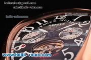 Franck Muller Casablanca Automatic Rose Gold Case with Black Dial and White Number Marking-Black Leather Strap