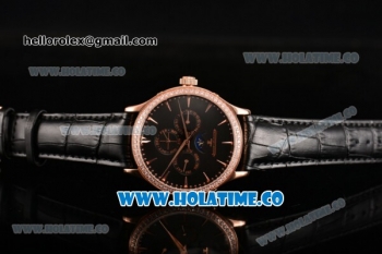 Jaeger-LECoultre Master Perpetual Calendar Asia Automatic Rose Gold Case with Stick Markers Black Dial and Diamonds Bezel