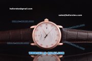 Patek Philippe Swiss ETA 2824 Automatic Rose Gold Case with White Dial and Brown Leather Strap