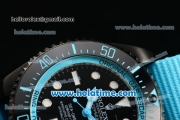 Rolex Sea-Dweller Deepsea Asia 2813 Automatic PVD Case with Black Dial and Blue Nylon Strap