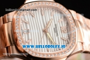 Patek Philippe Nautilus Miyota 9015 Automatic Rose Gold Case White Dial With Stick Markers Rose Gold Bracelet