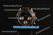 Rolex Daytona Vintage Edition Chrono Miyota OS20 Quartz Steel Case with Black Dial and Black Leather Strap