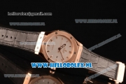 Hublot Classic Fusion 9015 Auto Rose Gold Case with White Dial and Black Leather Strap