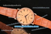 Patek Philippe Calatrava Miyota Quartz Rose Gold Case with Roman Numeral Markers and Champagne Dial