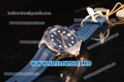 Omega Seamaster New Collection Senda Gold On Steel With Clone Omega 8500 Automatic Blue Dial Blue Rubber 210.22.42.20.03.002