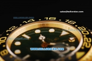 Rolex GMT Master Swiss ETA 2836 Automatic Movement Full Gold with Green Dial and Ceramic Bezel - White Marking