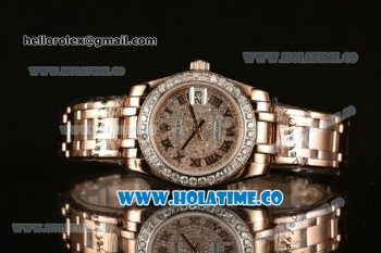 Rolex Datejust Pearlmaster 39MM Asia 2813 Automatic Rose Gold Case/Bracelet with Diamonds Dial and Roman Numeral Markers