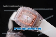 Richard Mille RM 07-02 Miyota 9015 Automatic Pink Sapphire Case with White Rubber Strap and Blue MOP Dial