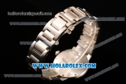 Cartier Rotonde De Miyota Quartz Steel Case/Bracelet with Brown Dial and Diamonds Bezel