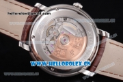 Audemars Piguet Jules Audemars Clone AP Calibre 3120 Automatic Steel Case with White Dial Stick Markers and Brown Leather Strap - 1:1 Original (EF)