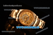 Rolex Sky-Dweller Asia Automatic Yellow Gold Case/Bracelet with Arabic Numeral Markers and Gold Dial