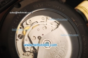 U-Boat Italo Fontana Chronograph Swiss Valjoux 7750 Automatic Movement PVD Case with Gold Bezel and Black Leather Strap