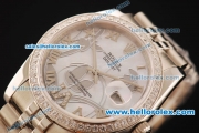 Rolex Datejust Asia 2813 Automatic Full Steel with Diamond Bezel and White MOP Dial-Silver Roman Markers