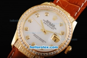 Rolex Datejust Swiss ETA 2836 Automatic Movement White Dial with Diamond Bezel-Diamond Markers