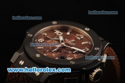 Hublot Big Bang Swiss Valjoux 7750 Automatic Movement Full Ceramic with Brown Dial and Brown Rubber Strap - 1:1 Original