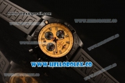 Breitling Chronomat B01 44 Blacksteel Chronograph Swiss Valjoux 7750 Automatic PVD Case with Yellow Dial Rubber Strap and Stick Markers