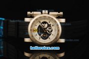 Ferrari Chronograph Quartz Movement Steel Case with Black/White Dial and Black Rubber Strap-7750 Coating