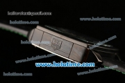 Tag Heuer Monaco Mikrograph Chrono Miyota Quartz PVD Case with Black Leather Bracelet and Black Dial