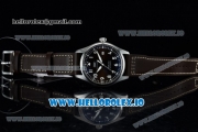 IWC Pilot's Watch Mark XVIII Miyota 9015 Automatic Steel Case Black Dial With Arabic Numeral Markers Brown Leather Strap