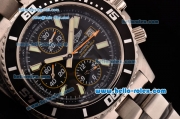 Breitling Superocean Chrono II Swiss Valjoux 7750-SHG Automatic Steel Case PVD Bezel with Steel Strap Black Dial Stick Markers-Orange Hands