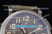 Zenith Heritage Pilot Cafe Racer Spirit El Primero Swiss Valjoux 7750 Automatic Steel Case with Army Grey Dial Arabic Numeral Markers and Green Leather Strap - 1:1 Original
