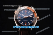 Omega Seamaster Planet Ocean 600M Clone Omega 8900 Automatic Steel Case with Blue Dial and Black Leather Strap (EF)