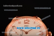 IWC Portugieser Hand-Wound Asia 6497 Manual Winding Rose Gold Case with White Dial Brown Leather Strap and Arabic Numeral Markers