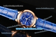 Cartier Ballon Bleu De Medium Chrono Miyota Quartz Rose Gold Case with Blue Dial and White Roman Numeral Markers