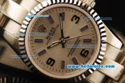 Rolex Oyster Perpetual Automatic Movement ETA Coating Case with Silver Dial and Purple Stick Markers/ Arabic Numerals