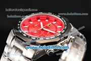 Ferrari Rattrapante Chrono Miyota OS20 Quartz Steel Case with PVD Bezel Red Dial and Stick Markers