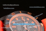 Rolex Submariner Asia 2813 Automatic PVD Case with Orange Markers Carbon Fiber Dial and Orange Nylon Strap