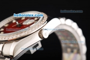 Rolex Datejust Oyster Perpetual Automatic with Diamond Bezel and Diamond Marking,Black&Red Dial