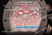 Richard Mille RM 011 Felipe Massa Flyback Chronograph Swiss Valjoux 7750 Automatic Carbon Fiber Case with Skeleton Dial and Red Markers - 1:1 Original