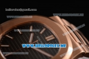 Patek Philippe Nautilus Miyota 9015 Automatic 18K Rose Gold Case/Bracelet with Black Dial and Stick Markers (BP)