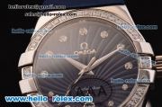 Omega Constellation Swiss ETA Quartz Steel Case with Diamond Bezel and Blue Rubber Strap