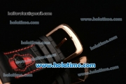 Franck Muller Conquistador Grand Prix Miyota OS20 Quartz Rose Gold Case with Black Leather Bracelet White Dial and PVD Bezel